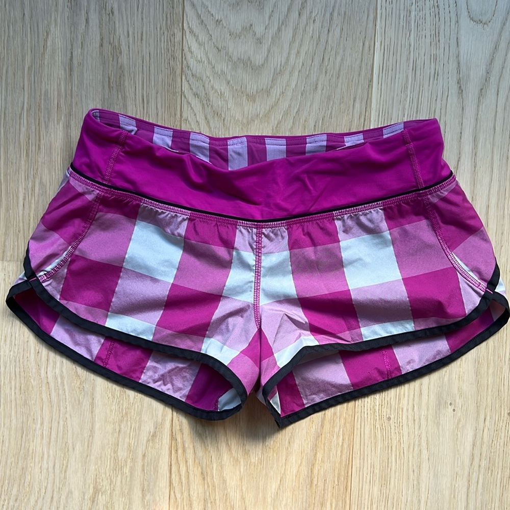 lululemon athletica Pink Plaid Athletic Shorts